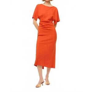 NEW STAUD amelie midi dress in cayenne